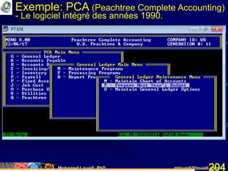 Mohamed Louadi, PhD mlouadi@louadi.com204
Exemple: PCA (Peachtree Complete Accounting)
- Le logiciel intégré des années 1990.
 