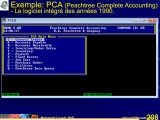 Mohamed Louadi, PhD mlouadi@louadi.com208
Exemple: PCA (Peachtree Complete Accounting)
- Le logiciel intégré des années 1990.
 