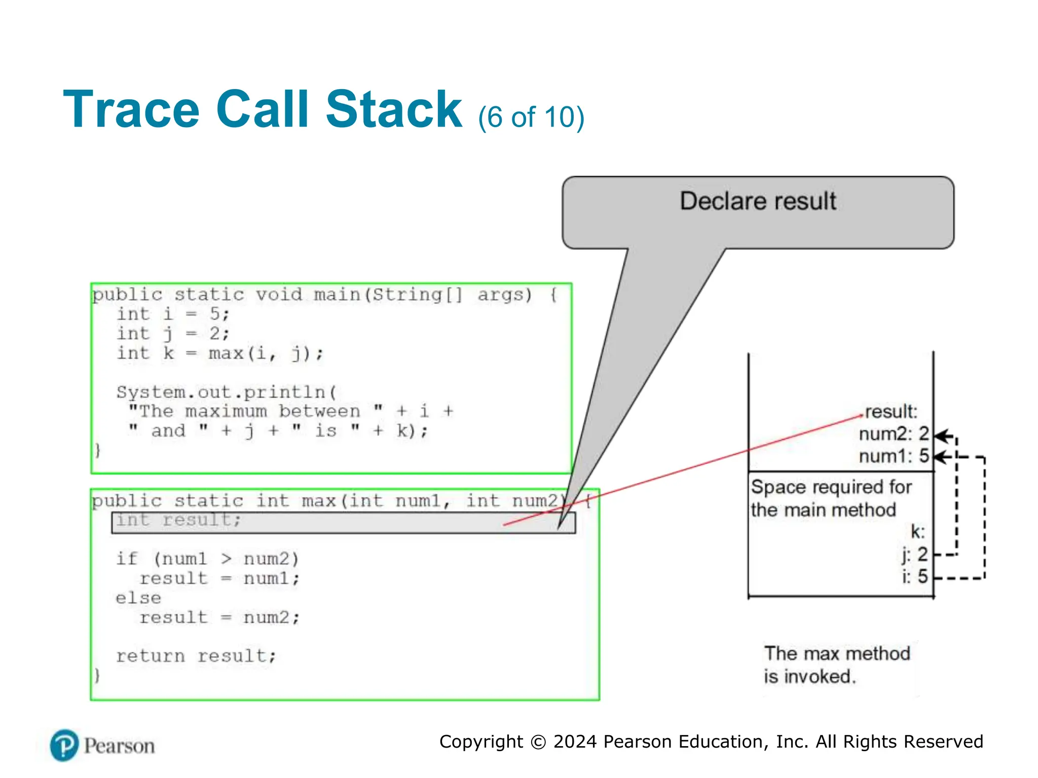 Copyright © 2024 Pearson Education, Inc. All Rights Reserved
Trace Call Stack (6 of 10)
 