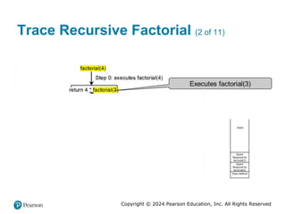 Copyright © 2024 Pearson Education, Inc. All Rights Reserved
Trace Recursive Factorial (2 of 11)
 