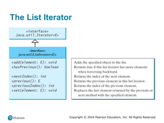 Copyright © 2024 Pearson Education, Inc. All Rights Reserved
The List Iterator
 