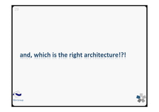 SEA Group
and, which is the right architecture!?!
29
 