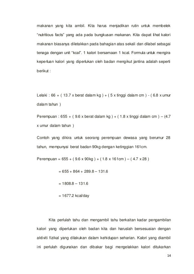 kajian tahap pengetahuan mengenai kadar pengambilan kalori kajian tahap pengetahuan mengenai kadar pengambilan kalori