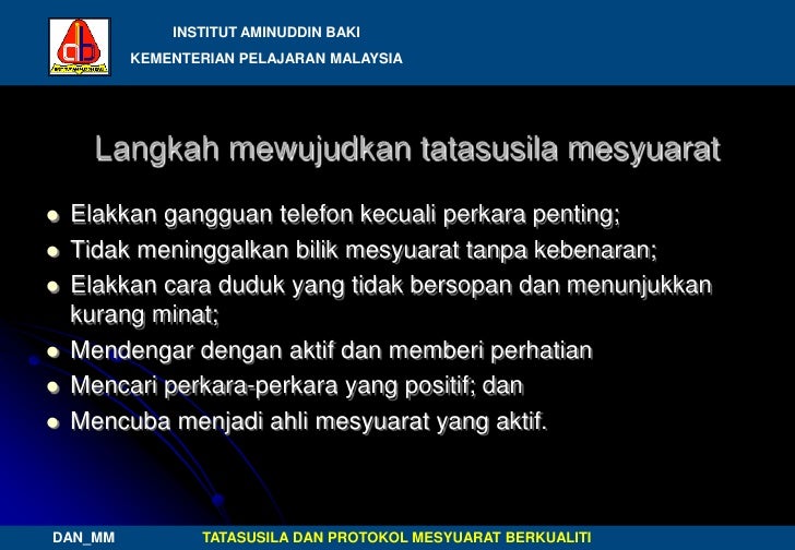 Tatasusila Dan Protokol Mesyuarat