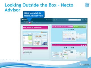 Looking Outside the Box – Necto
Advisor
        Click to switch to
        Necto Advisor view
 