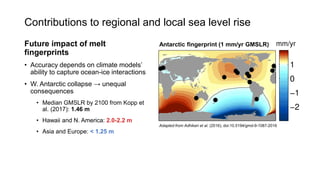Future impact of melt
fingerprints
• Accuracy depends on climate models’
ability to capture ocean-ice interactions
• W. An...