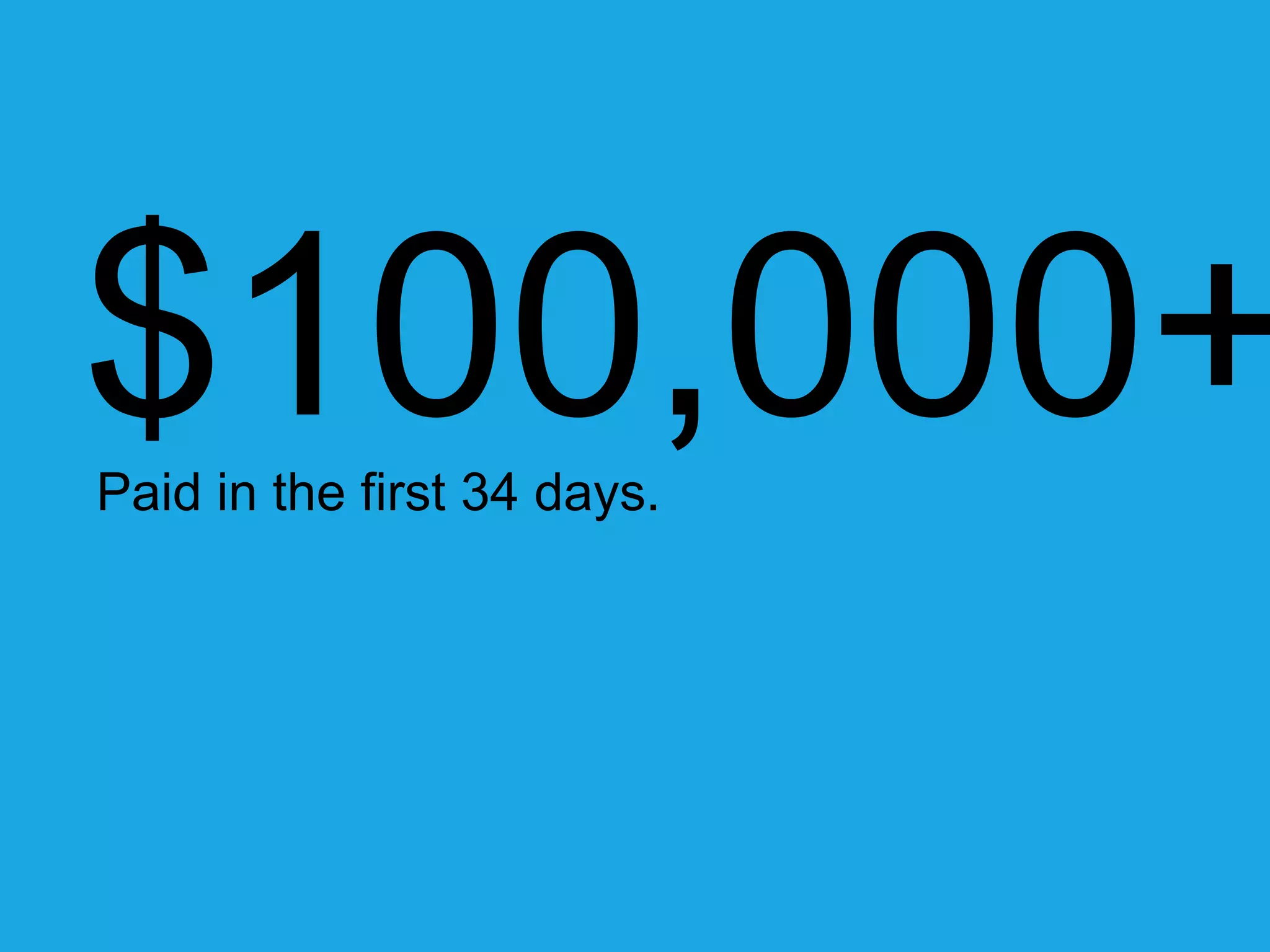 $100,000+ 
Paid in the first 34 days. 
 