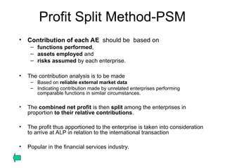 Profit Split Method Example Transfer Pricing Methodologies and concepts | PPT