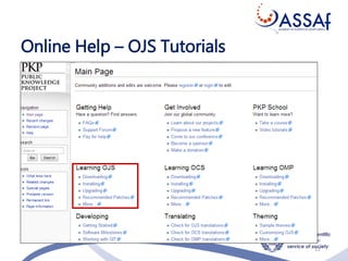Online Help – OJS Tutorials
12
 