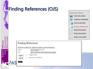 Finding References (OJS)
 