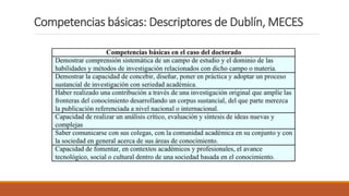 Competencias básicas: Descriptores de Dublín, MECES
 