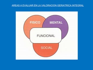 AREAS A EVALUAR EN LA VALORACION GERIATRICA INTEGRAL 
