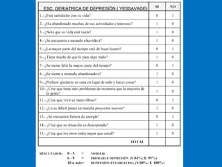 ESC. GERIÁTRICA DE DEPRESIÓN ( YESSAVAGE) 