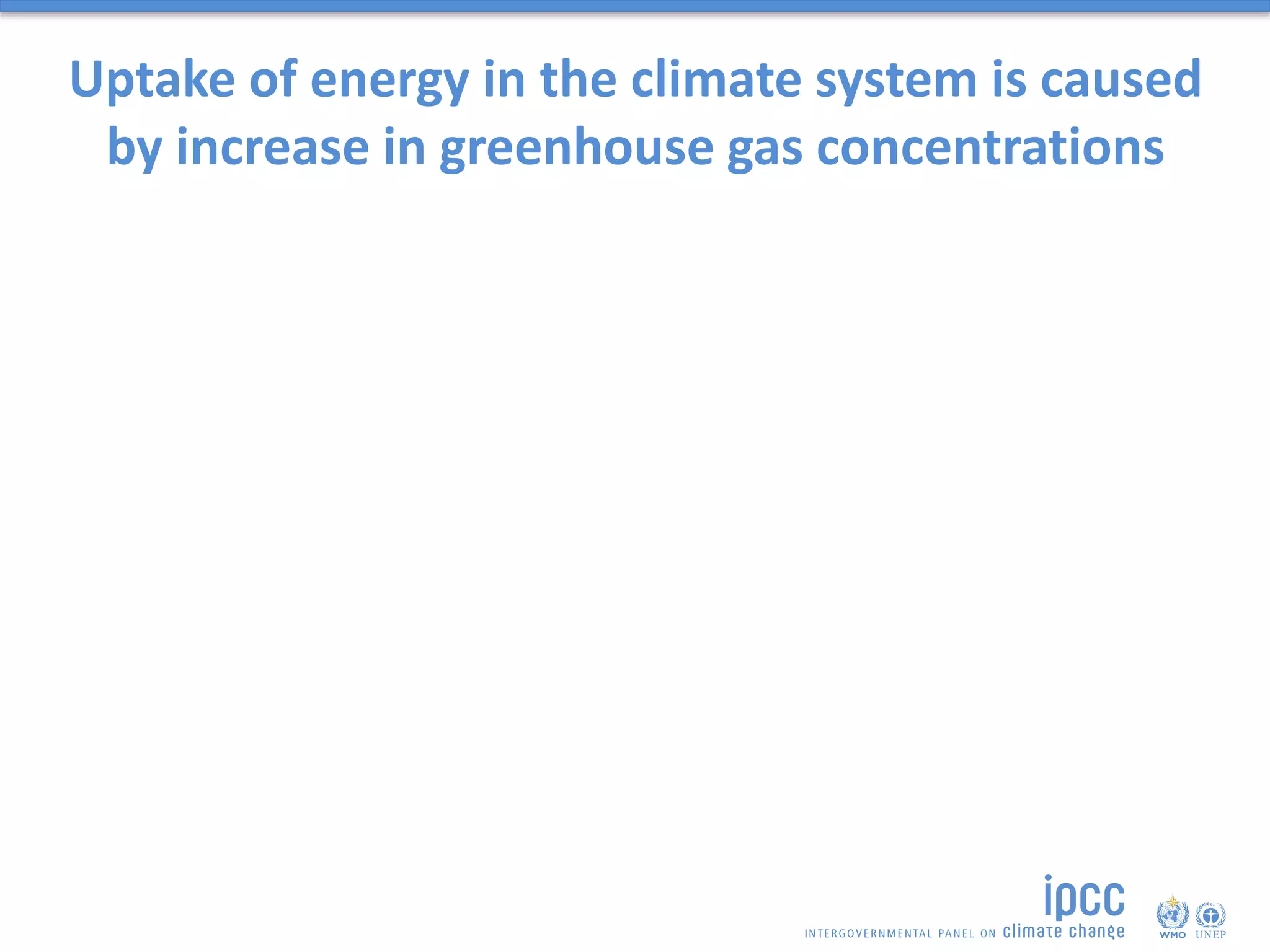 Uptake of energy in the climate system is caused
by increase in greenhouse gas concentrations
 
