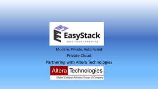 Modern, Private, Automated
Private Cloud
Partnering with Altera Technologies
 