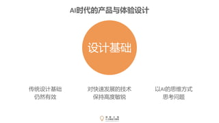 设计基础
传统设计基础
仍然有效
对快速发展的技术
保持高度敏锐
以AI的思维方式
思考问题
AI时代的产品与体验设计
 