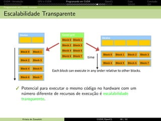 CUDA - Introdu¸c˜ao GPU e CUDA Programando em CUDA OpenCL Caos Conclus˜ao 
Programando em CUDA: exemplo 
Kernel function - um pouco mais sobre especifica¸c˜oes 
global de 