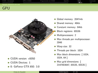 CUDA - Introdu¸c˜ao GPU e CUDA Programando em CUDA OpenCL Caos Conclus˜ao 
Programando em CUDA: exemplo 
Usando a mem´oria para obter performance 
3 reduzir o tra 