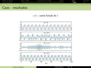 co de dados da 
memoria global evita 
congestionamento 
3 podemos aproveitar a localidade 
de dados para otimizar o acesso 
a dados na memoria da GPU 
3 Threads que usam dados 
comuns podem colaborar! 
3 Soluc~ao: 
tiling + shared memory 
Krissia de Zawadzki CUDA/OpenCL 47 / 61 
 