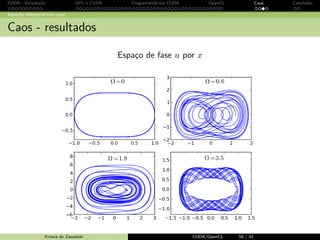 CUDA - Introdu¸c˜ao GPU e CUDA Programando em CUDA OpenCL Caos Conclus˜ao 
Programando em CUDA: exemplo 
Usando a mem´oria para obter performance 
Krissia de Zawadzki CUDA/OpenCL 48 / 61 
 