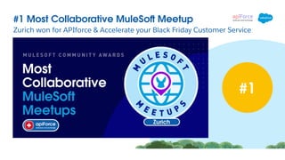 Zurich won for APIforce & Accelerate your Black Friday Customer Service
#1 Most Collaborative MuleSo Meetup
#1
 