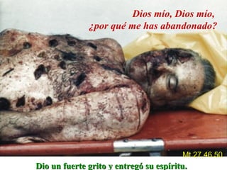 Dios mío, Dios mío,
¿por qué me has abandonado?

Mt 27,46.50

Dio un fuerte grito y entregó su espíritu.

 
