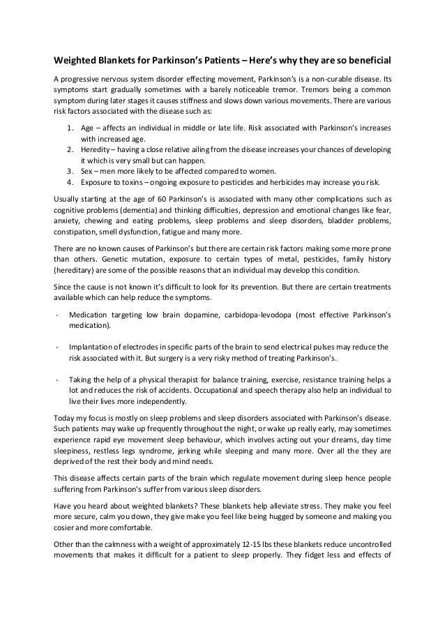 Weighted Blankets for Parkinson’s Patients Here’s why they are so