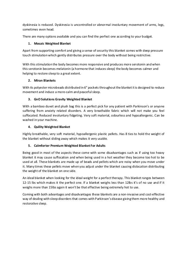 Weighted Blankets for Parkinson’s Patients Here’s why they are so