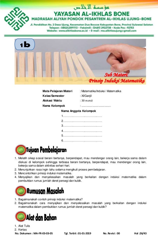 Induksi Matematika Rpp Lkpd