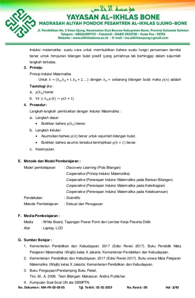 Induksi Matematika Rpp Lkpd