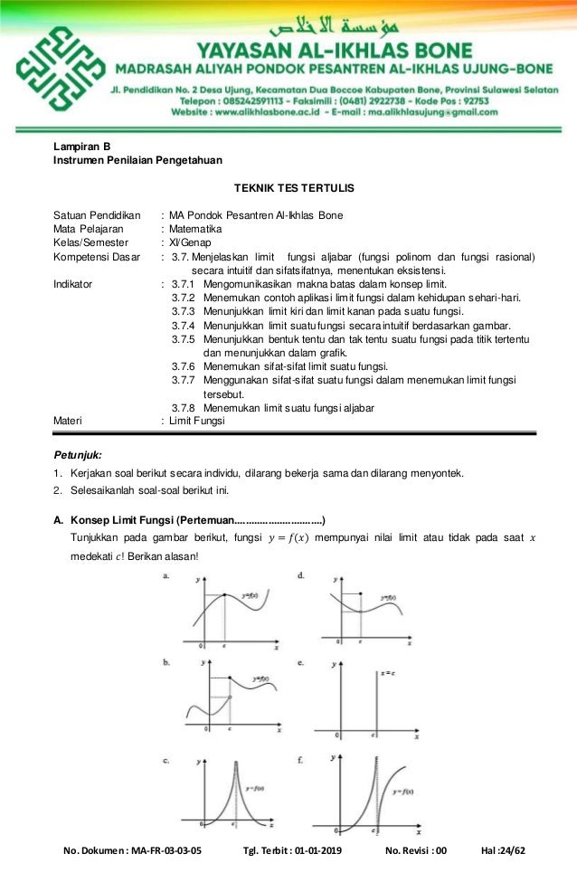 Soal Cerita Limit Dunia Sosial