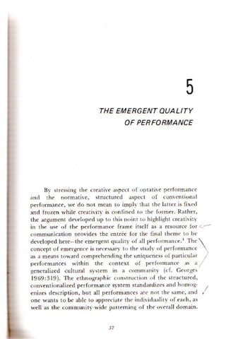  the emergent quality of performance