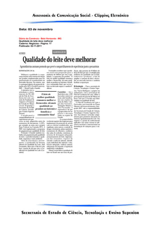 Data: 03 de novembro


Diário do Comércio - Belo Horizonte - MG
Qualidade do leite deve melhorar
Caderno: Negócios - Página: 17
Publicado: 02-11-2011
 
