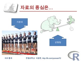 자료의 중심은…


        가운데




                                          균형점




R과 통계         한림대학교 이윤환, http://fb.com/yoonani72
 
