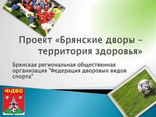 Брянская региональная общественная
организация "Федерация дворовых видов
спорта"
 