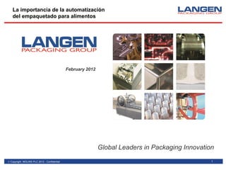 © Copyright MOLINS PLC 2012 - Confidential 1
La importancia de la automatización
del empaquetado para alimentos
February 2012
Global Leaders in Packaging Innovation
 