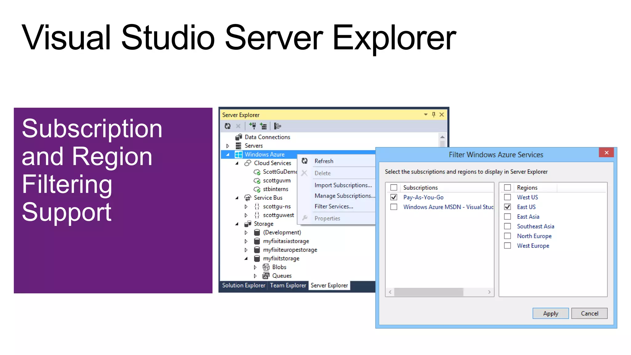 Subscription
and Region
Filtering
Support

 