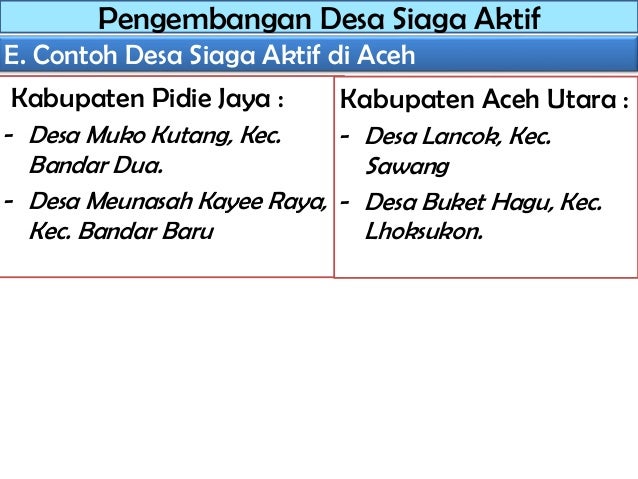 Konsep Desa Siaga Tayang