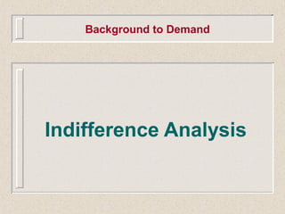 Background to Demand
Indifference Analysis
 