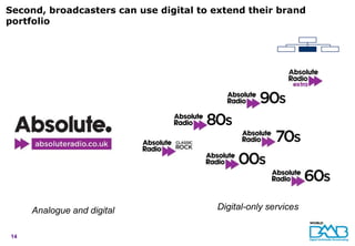 Second, broadcasters can use digital to extend their brand
portfolio




     Analogue and digital               Digital-only services


14
 