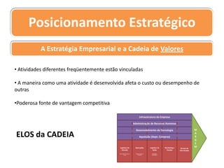 Missão da EmpresaTem que estar no sangue das pessoas que trabalham na empresa.É o modo de pensar da empresa, do começo ao fim.O objetivo não precisa ser nobre, ele tem que funcionar.A missão deve ser mensurada. Quanto e até quando?Os objetivos devem ser quantificados e mensuráveis.