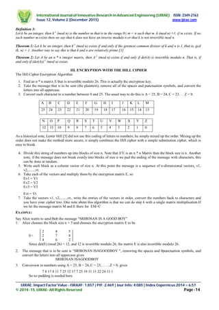 ENCRYPTION USING LESTER HILL CIPHER ALGORITHM | PDF