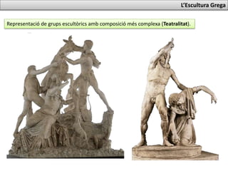 Representació de grups escultòrics amb composició més complexa (Teatralitat).
L’Escultura Grega
 