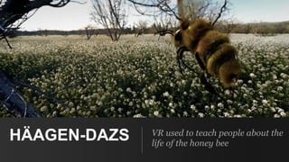 VR used to teach people about the
life of the honey bee
HÄAGEN-DAZS
 