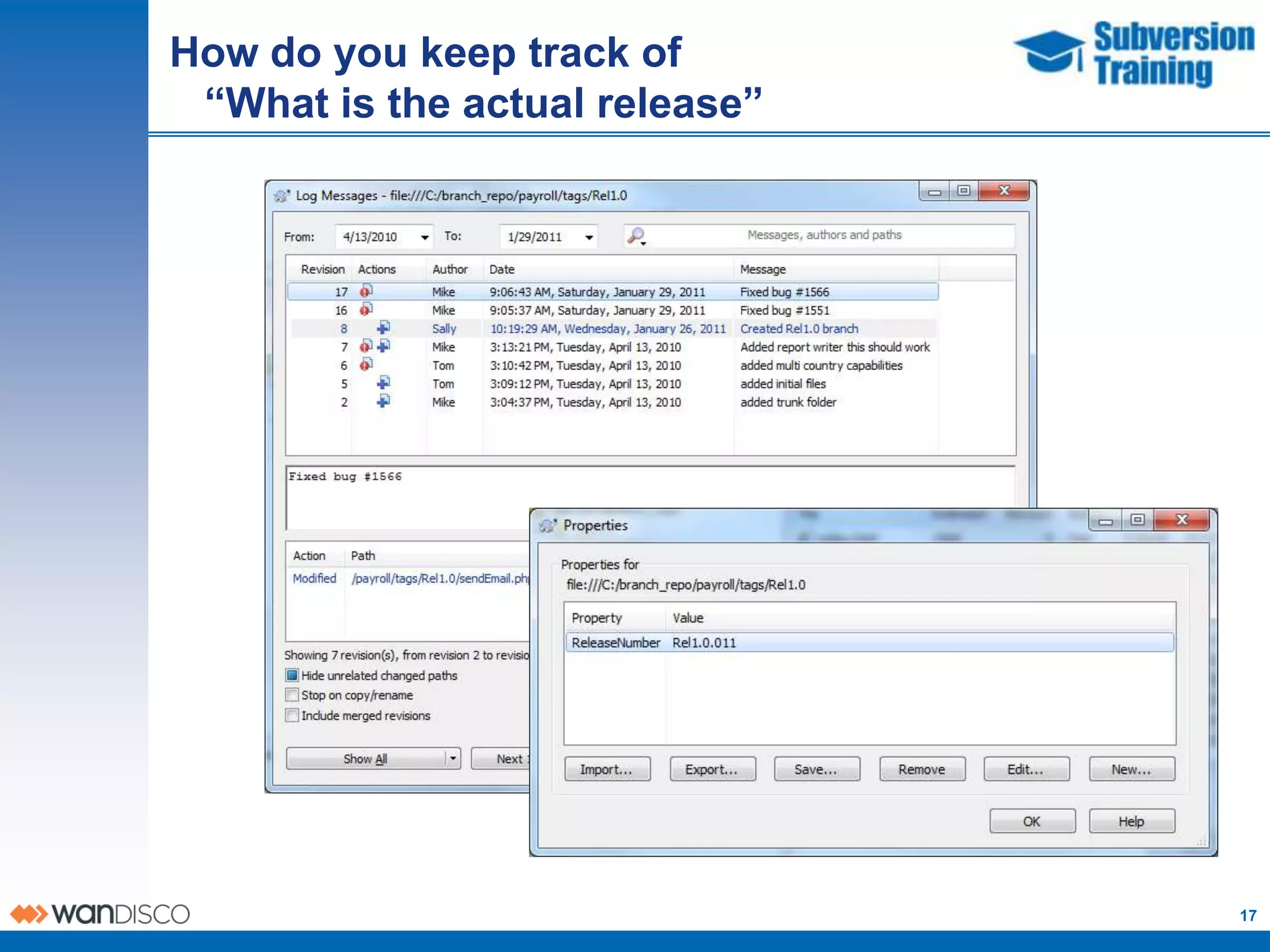 How do you keep track of
 “What is the actual release”




                                17
 