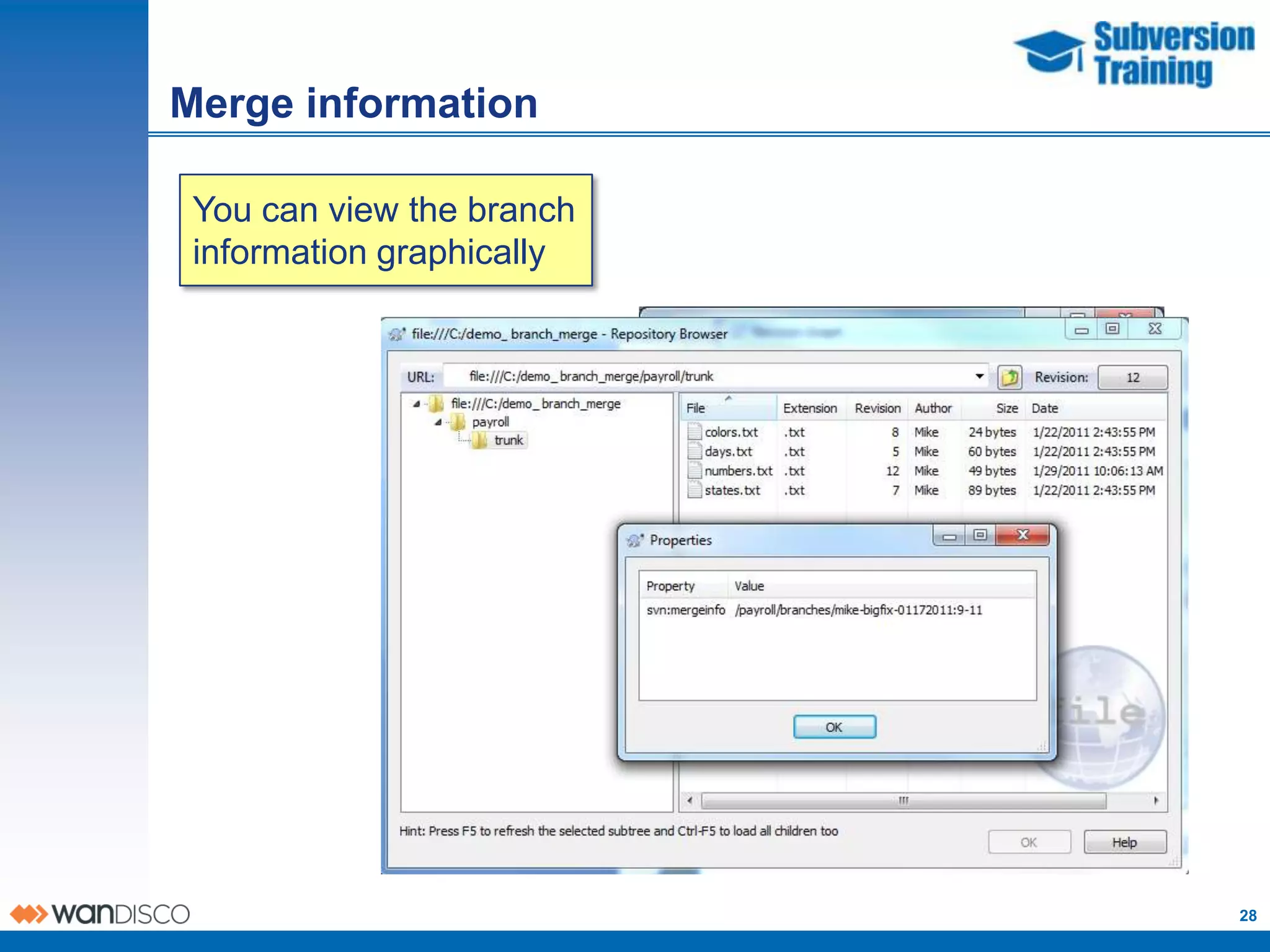 Merge information

 You can view the branch
 information graphically




                           28
 