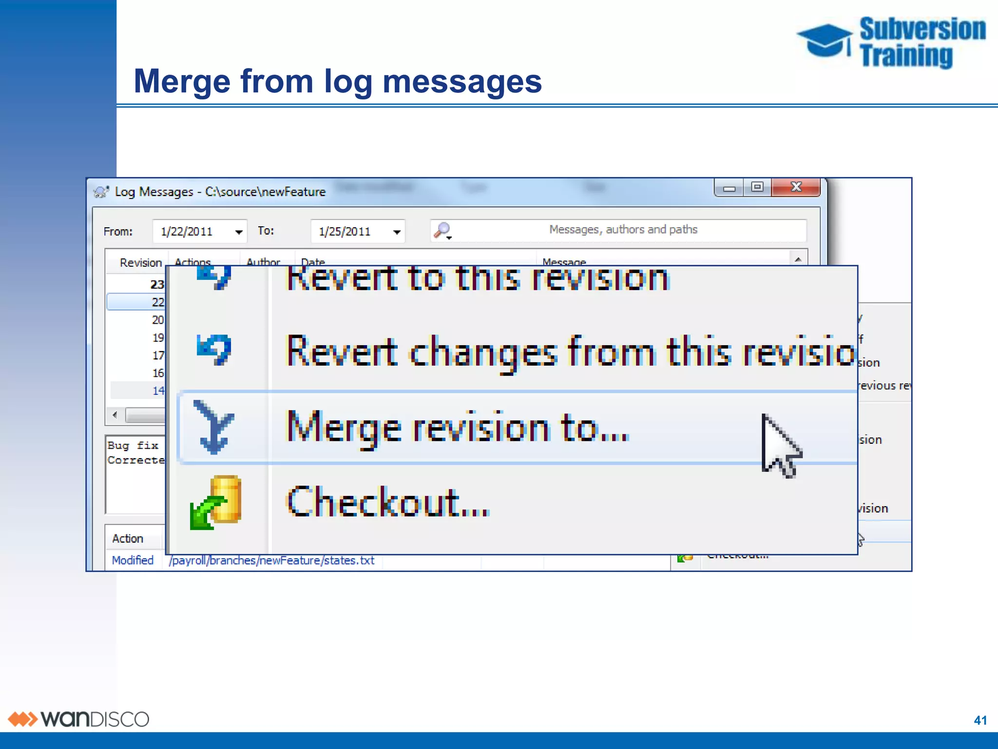 Merge from log messages




                          41
 