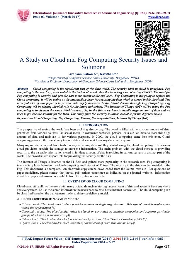 Research paper on cloud computing security issues