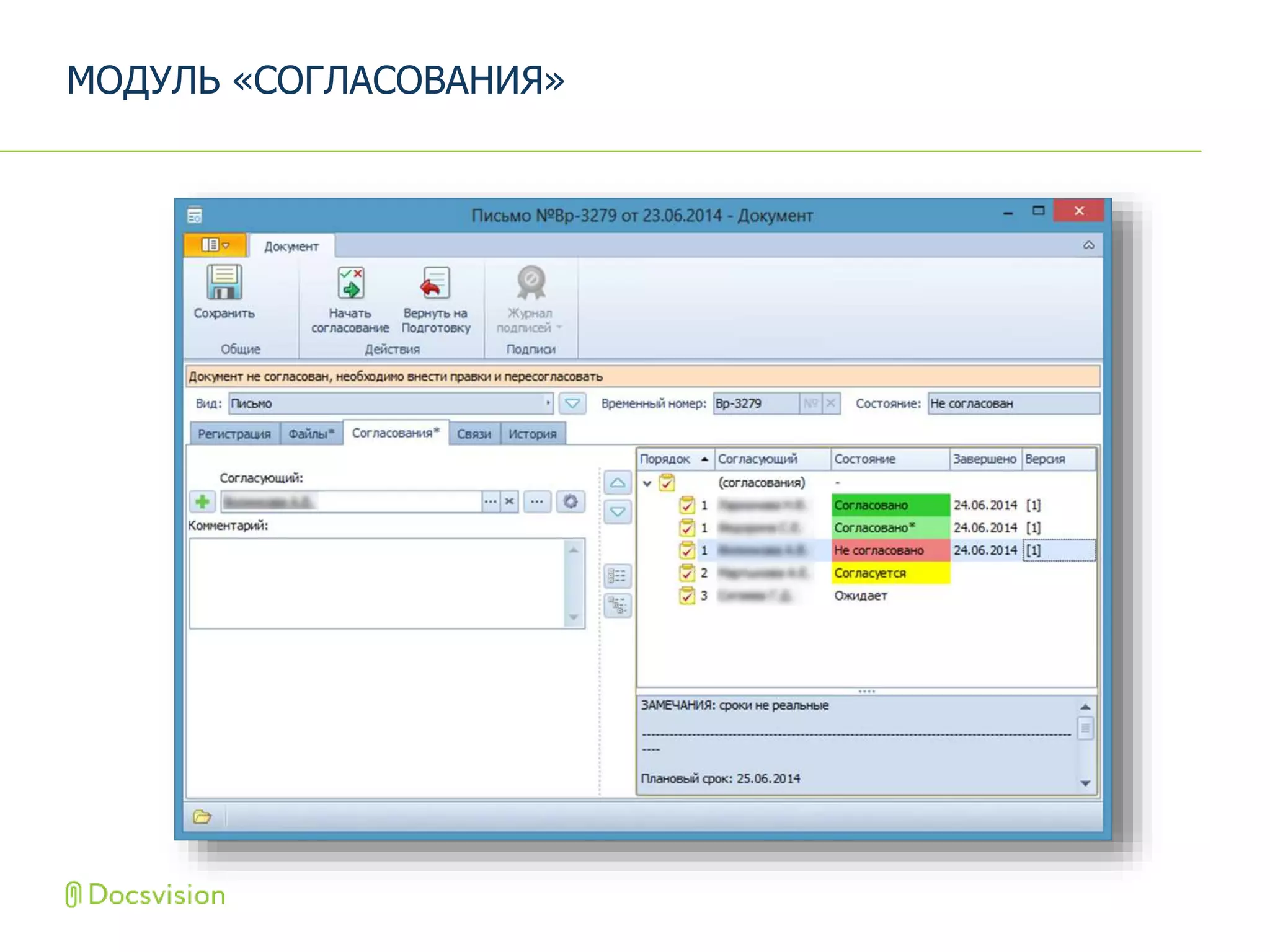 МОДУЛЬ «СОГЛАСОВАНИЯ»
 