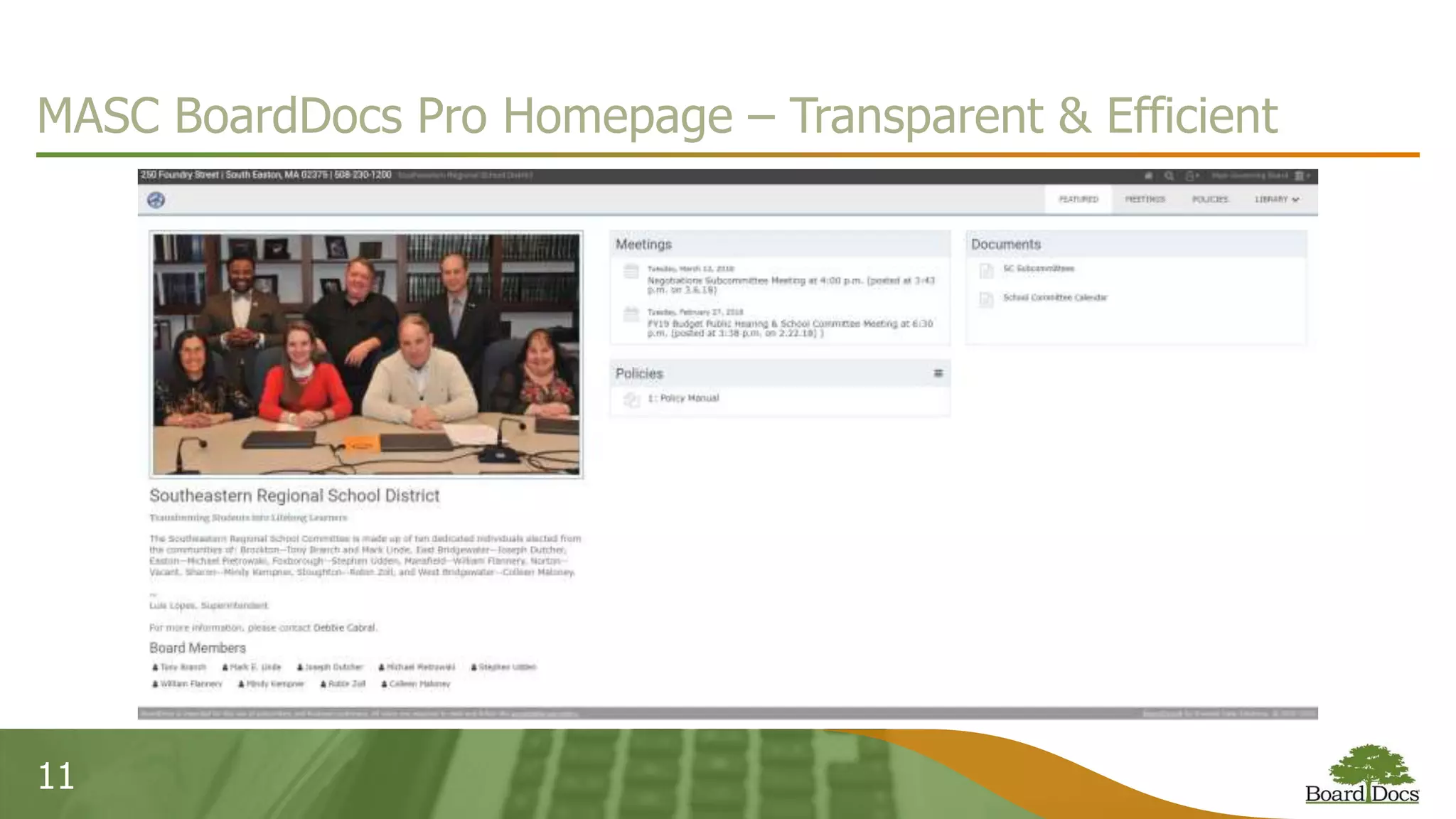 11
MASC BoardDocs Pro Homepage – Transparent & Efficient
 